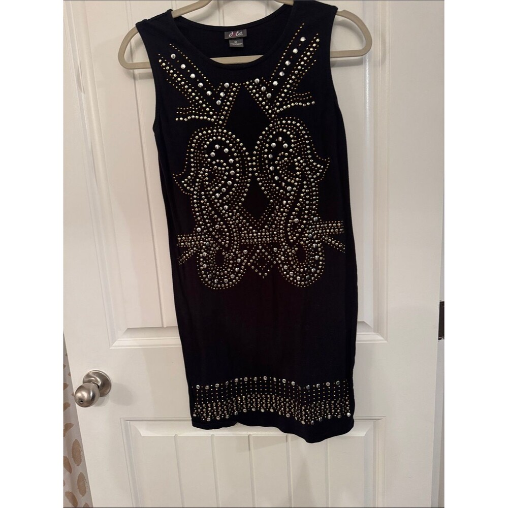 Dots Black Dress with Silver and Gold Stud Detailing